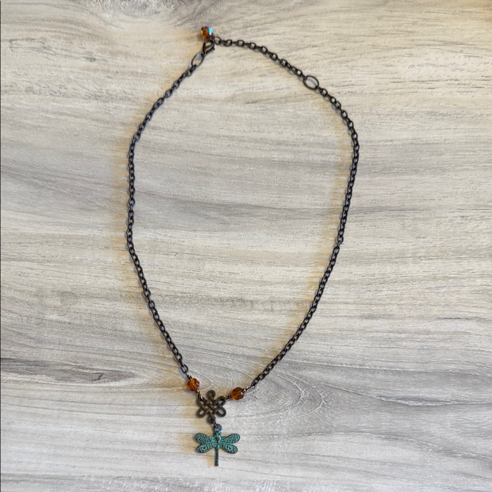 Elegant Celtic Dragonfly Pendant Necklace